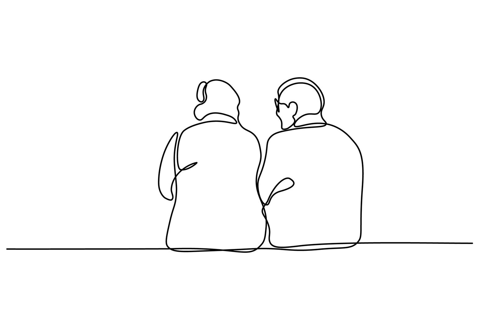 Eine Grafik zeigt ein Seniorenpaar von hinten.